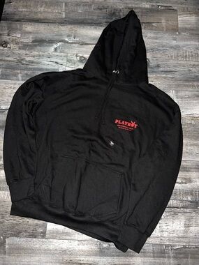 PLAYBOY Black Hoodie with Red Chest Logo
